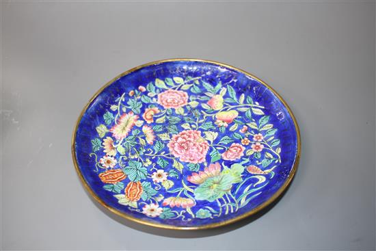 A Chinese Canton enamel bowl or cup and saucer, Daoguang period (1821-50), bowl/cup 5.5cm high